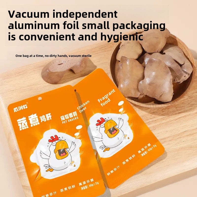 GUAZHOUMU Pet snacks, steamed chicken liver, no additives, suitable for cats and dogs, nutritional supplement, high protein, no temptation, fresh