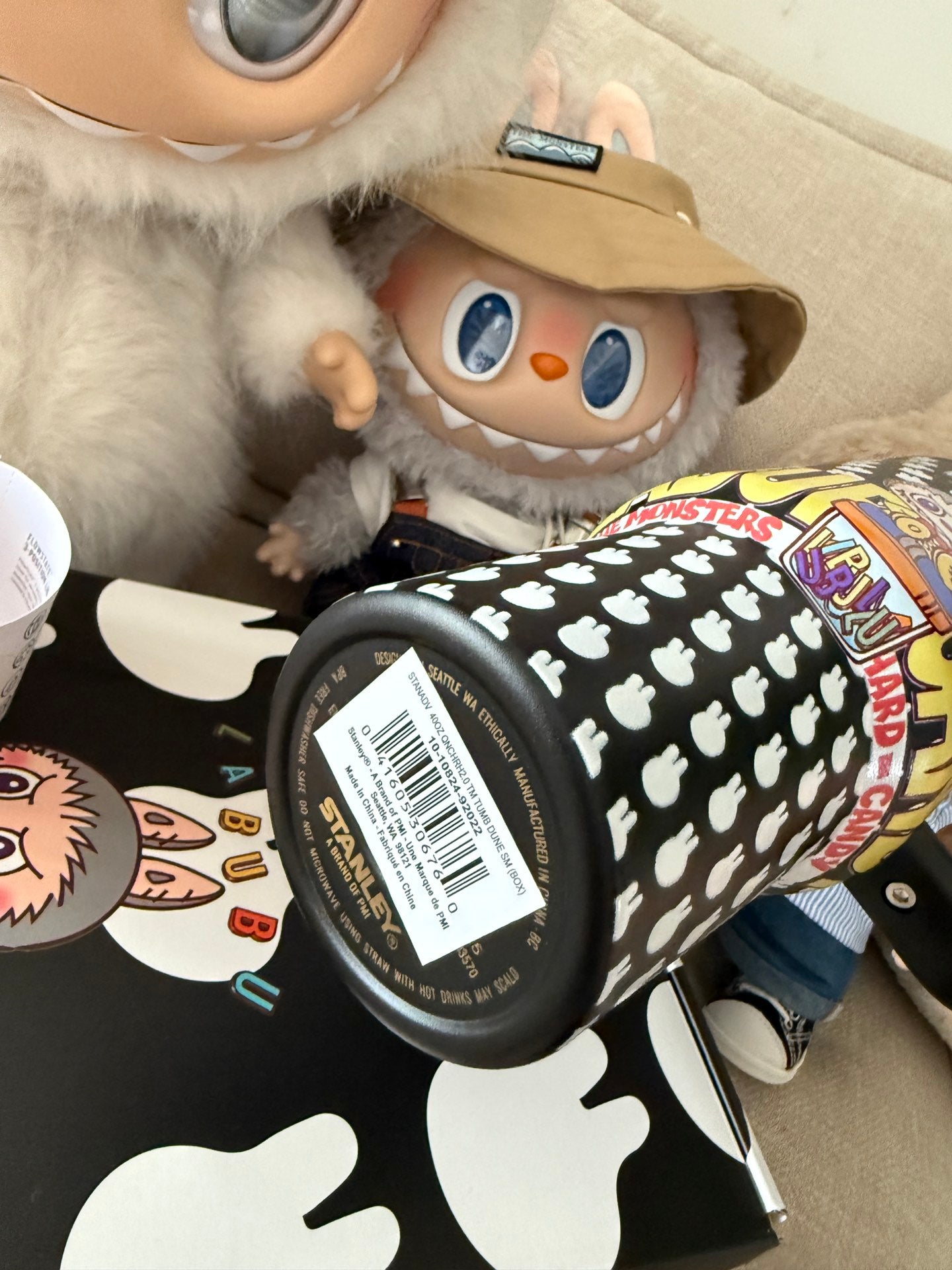 Spot black ๐๐ญa๐ง๐ฅ๐๐ฒโ Labub co-branded straw cup 40oz Water Bottle Labubu Macaron Monsters Tumbler