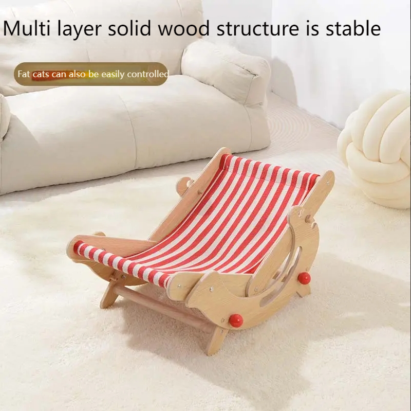 Pet cubic [Pet Equipment] Cat recliner solid wood multi-level adjustment easy to install comfortable breathable thick linen