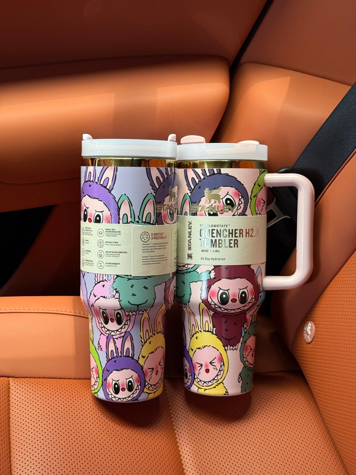 *STANLEY/LABUBU* Monster Tumbler 40 oz Pink/Purple Cup w/ Straw Topper *NWB*