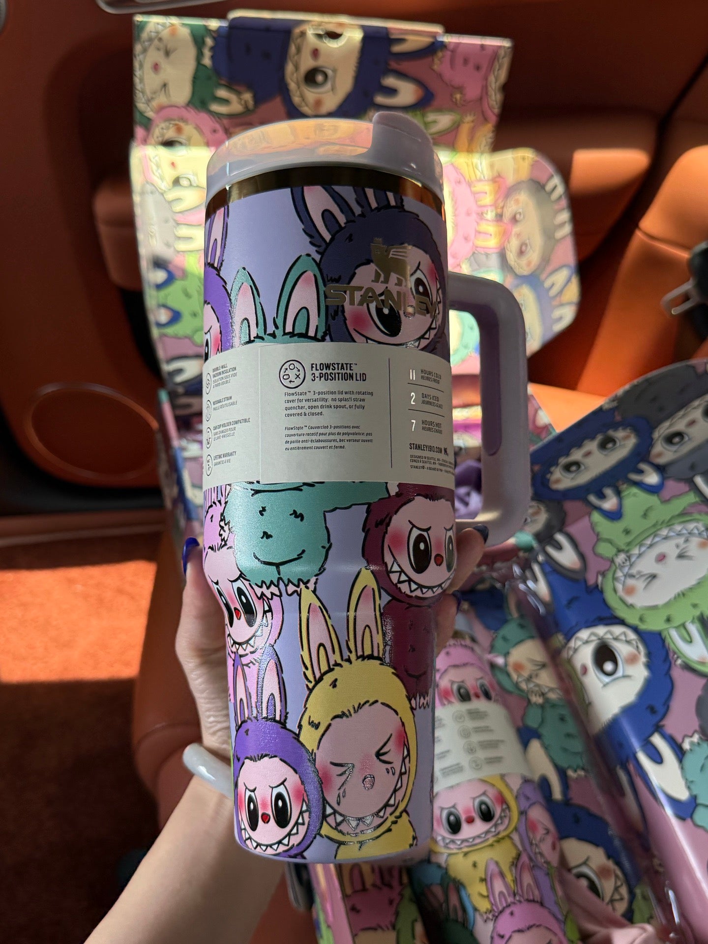 *STANLEY/LABUBU* Monster Tumbler 40 oz Pink/Purple Cup w/ Straw Topper *NWB*