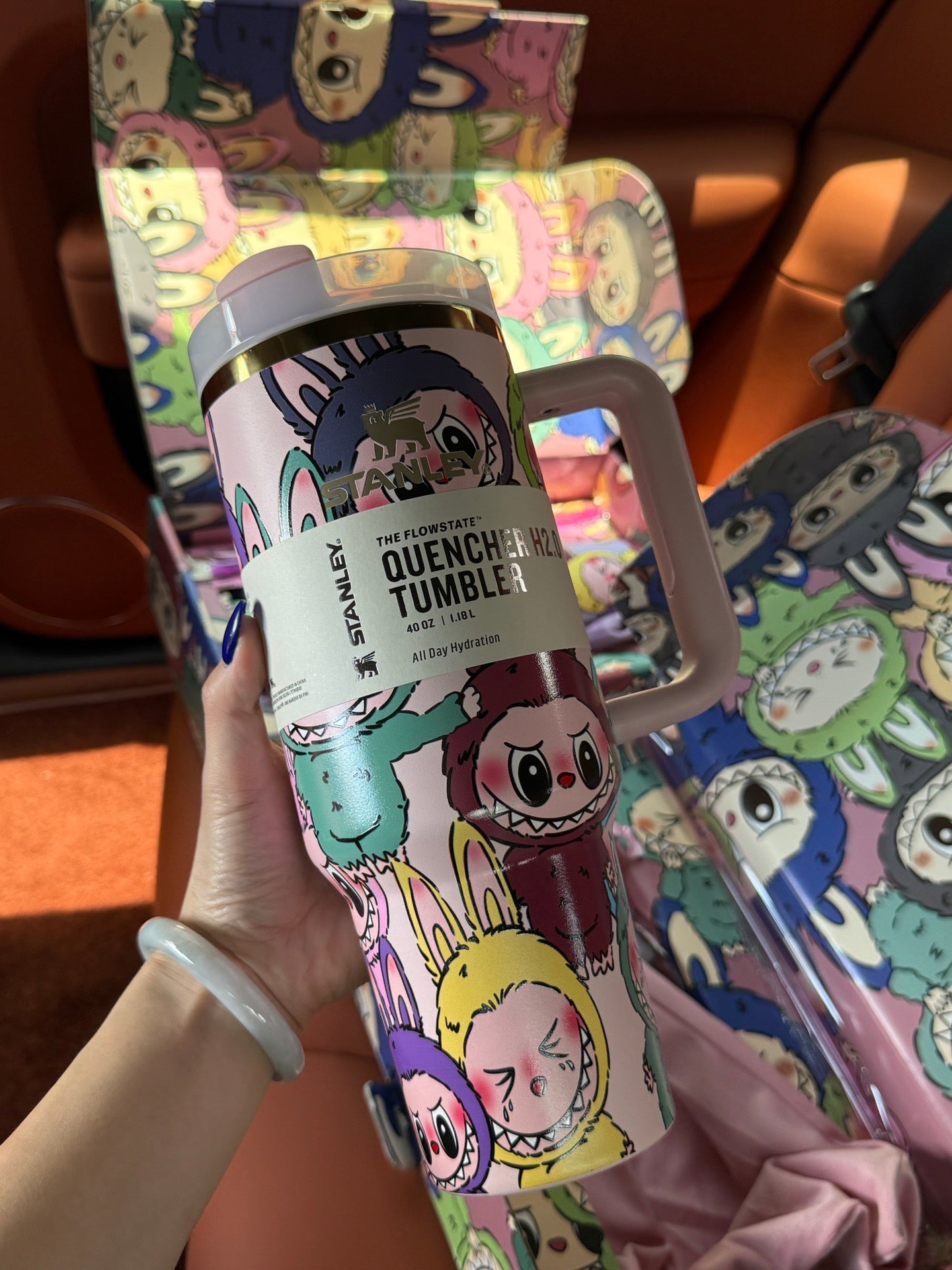 *STANLEY/LABUBU* Monster Tumbler 40 oz Pink/Purple Cup w/ Straw Topper *NWB*